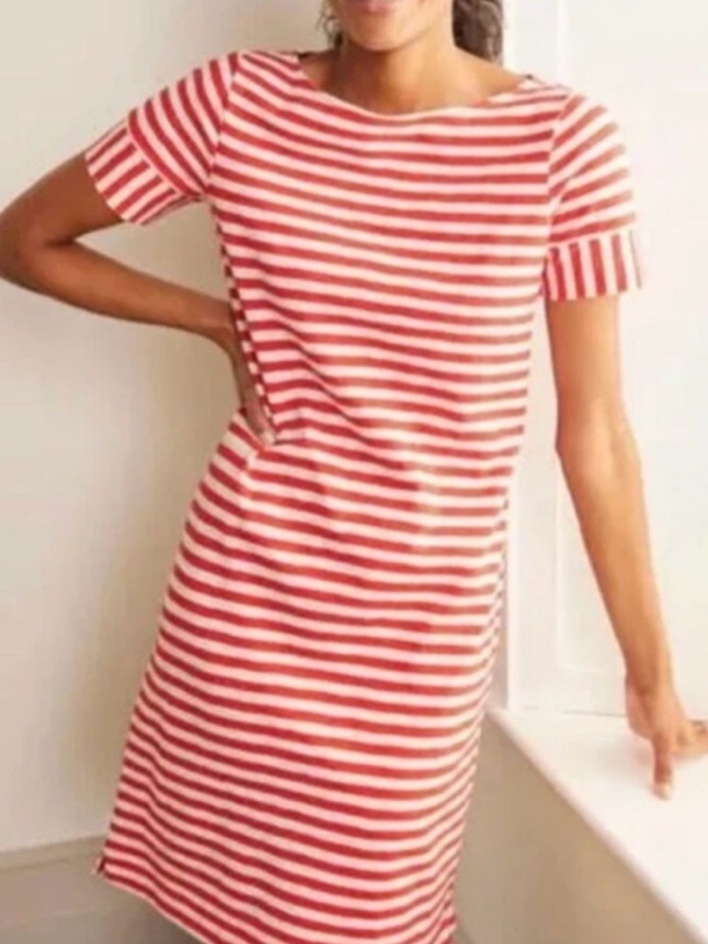 Boden Darcey Women’s Striped Red and White Short Sleeve T-Shirt Dress Size 14L